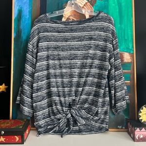 LOFT Navy and White Striped Lounge Top Small